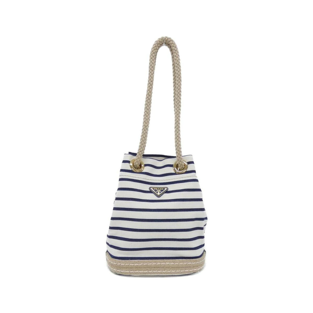 Prada Mariner Striped Bucket Bag Ivory White Blue